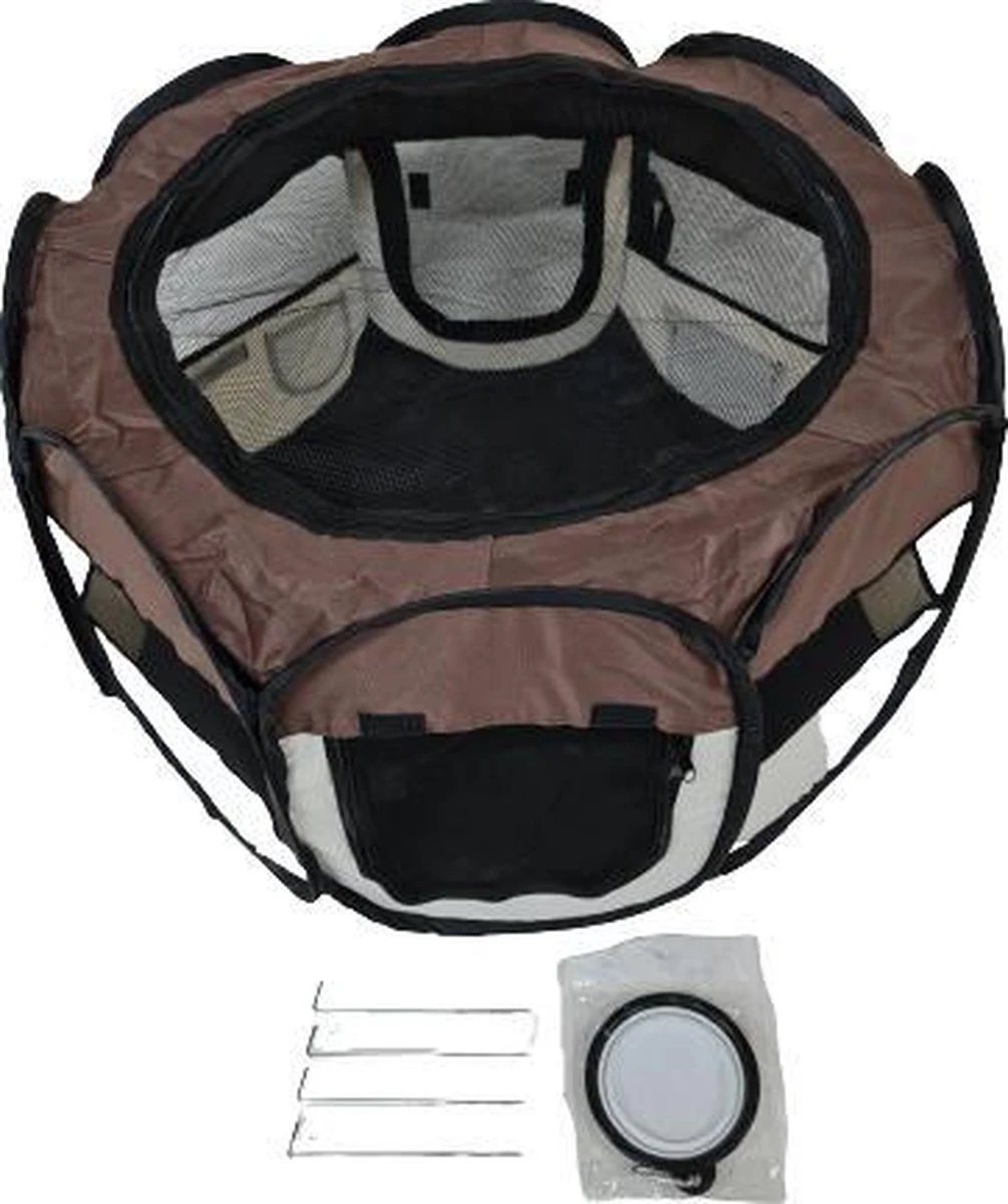 Dailyibed Opvouwbare Puppyren - Bruin - 115x115x58 Cm - Incl. Draagtas - Incl. Voederbak 12 Dailyibed Opvouwbare Puppyren - Bruin - 115x115x58 Cm - Incl. Draagtas - Incl. Voederbak - Afbeelding 10