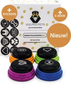 Vulpes Pets® PRO Praatknop Voor Honden - Dogbuttons - Laat Uw Huisdier Spreken - Hondenspeelgoed - Honden Training - Incl. E-Book & Trainingsstickers