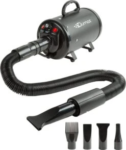 Qumax Professionele Hondenföhn Met 4 Opzetstukken – Waterblazer Voor Honden – Stil Design – Compact En Modern - Zwart