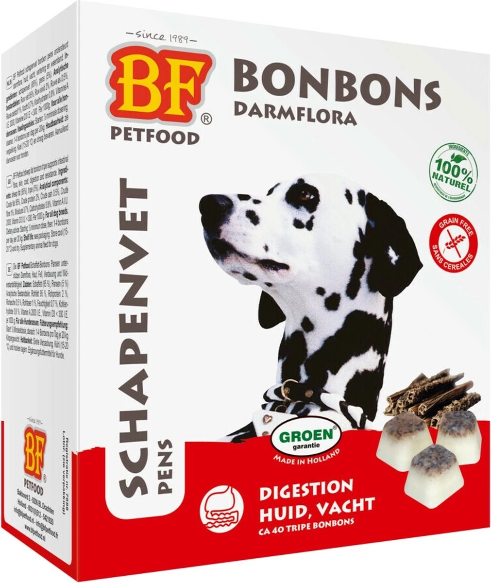 Biofood BF Petfood Schapenvet Bonbons Pens 40 Stuks 3 Biofood BF Petfood Schapenvet Bonbons Pens 40 Stuks