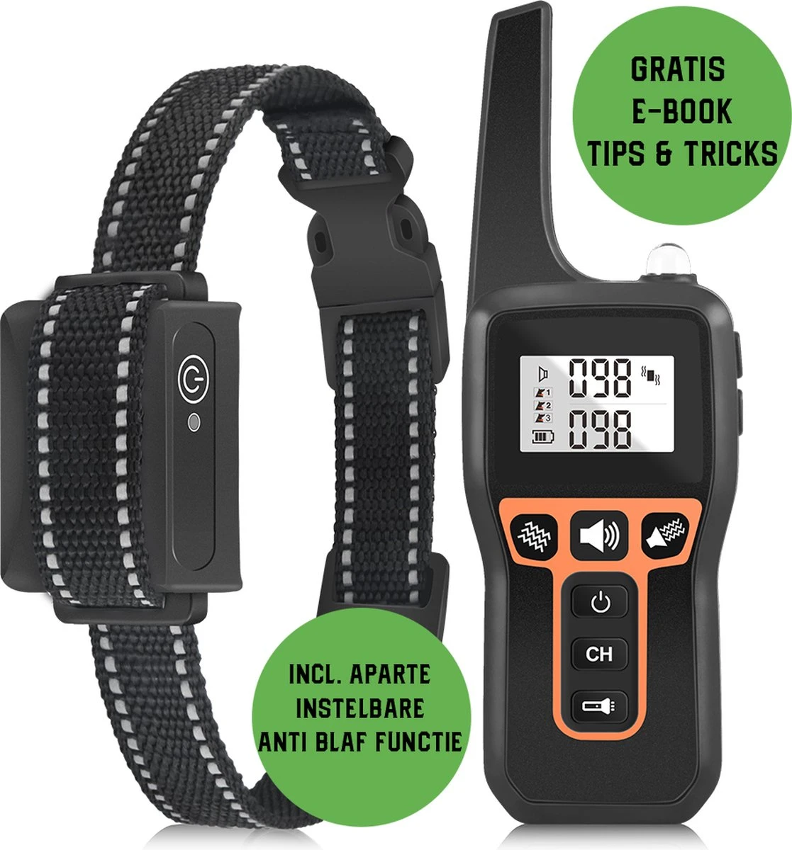 Anti Blafband EN Trainingshalsband In 1 - UNIEK SYSTEEM - 1000m Bereik - 100 Levels 3 Anti Blafband EN Trainingshalsband In 1 - UNIEK SYSTEEM - 1000m Bereik - 100 Levels