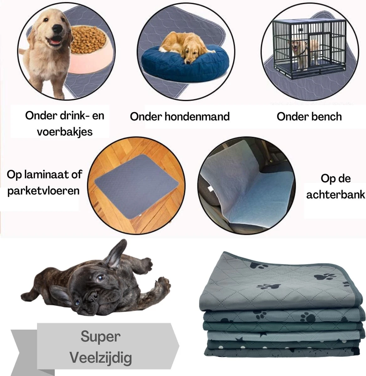 XXL Puppy Training Pad - Plasmat - Zwart - 104 X 104 Cm - Hondentoilet - Herbruikbaar - Wasbaar 9 XXL Puppy Training Pad - Plasmat - Zwart - 104 X 104 Cm - Hondentoilet - Herbruikbaar - Wasbaar - Afbeelding 7