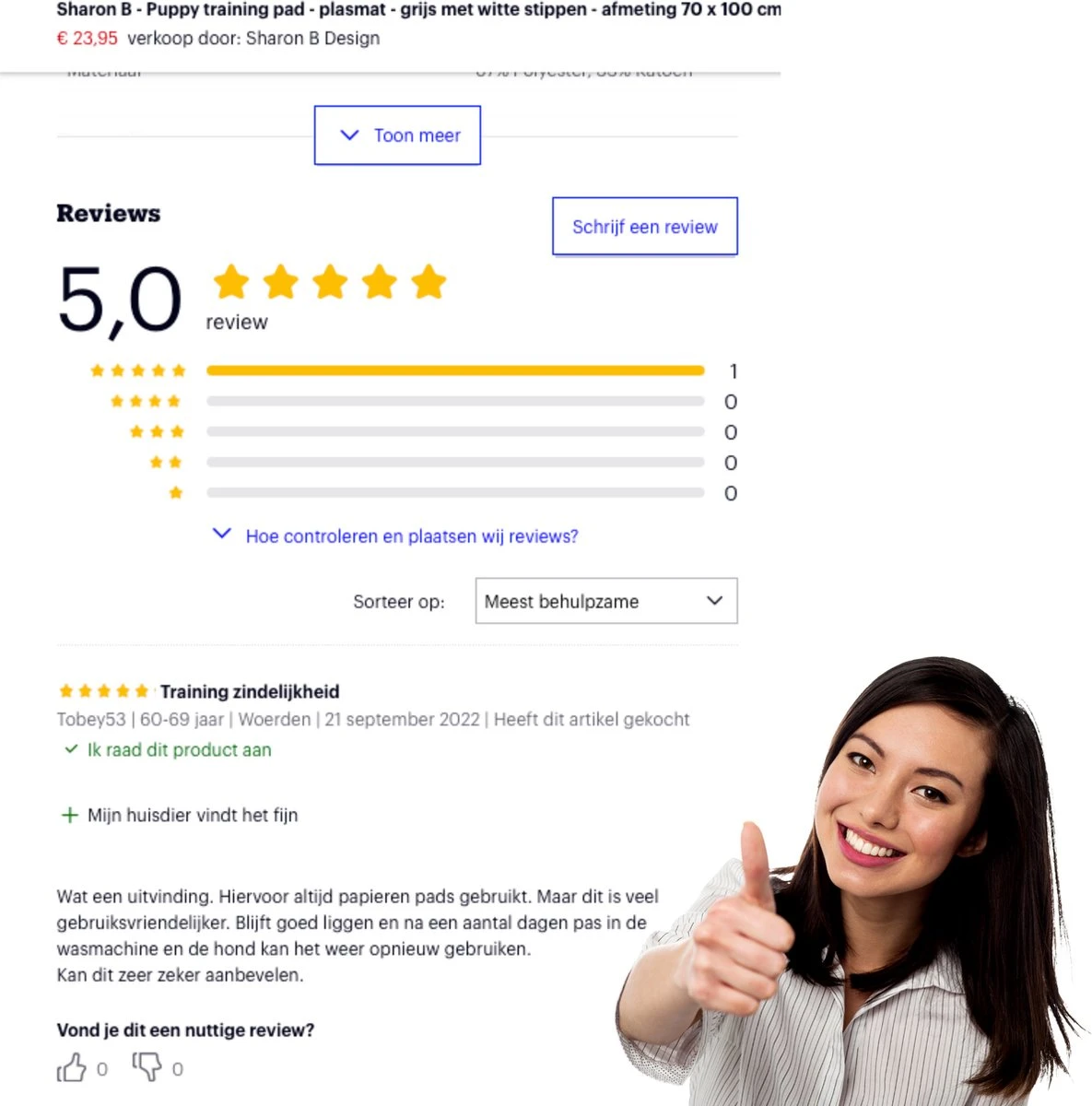 Sharon B - Puppy Training Pad - Plasmat - Beige Met Botjesprint - 80x90 Cm - Hondentoilet - Herbruikbaar - Wasbaar 11 Sharon B - Puppy Training Pad - Plasmat - Beige Met Botjesprint - 80x90 Cm - Hondentoilet - Herbruikbaar - Wasbaar - Afbeelding 9