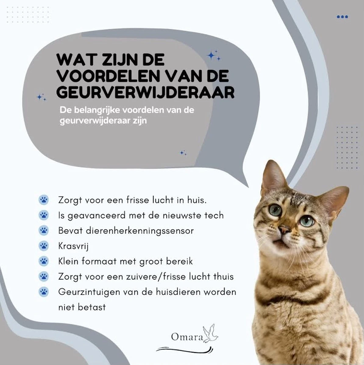 Omara Geurverdrijver – Kattenbak Geurverdrijver – 2023 Model- Oplaadbaar – 100% Krasvrij- Geurverwijderaar- Slimme Sensor 9 Omara Geurverdrijver – Kattenbak Geurverdrijver – 2023 Model- Oplaadbaar – 100% Krasvrij- Geurverwijderaar- Slimme Sensor - Afbeelding 7