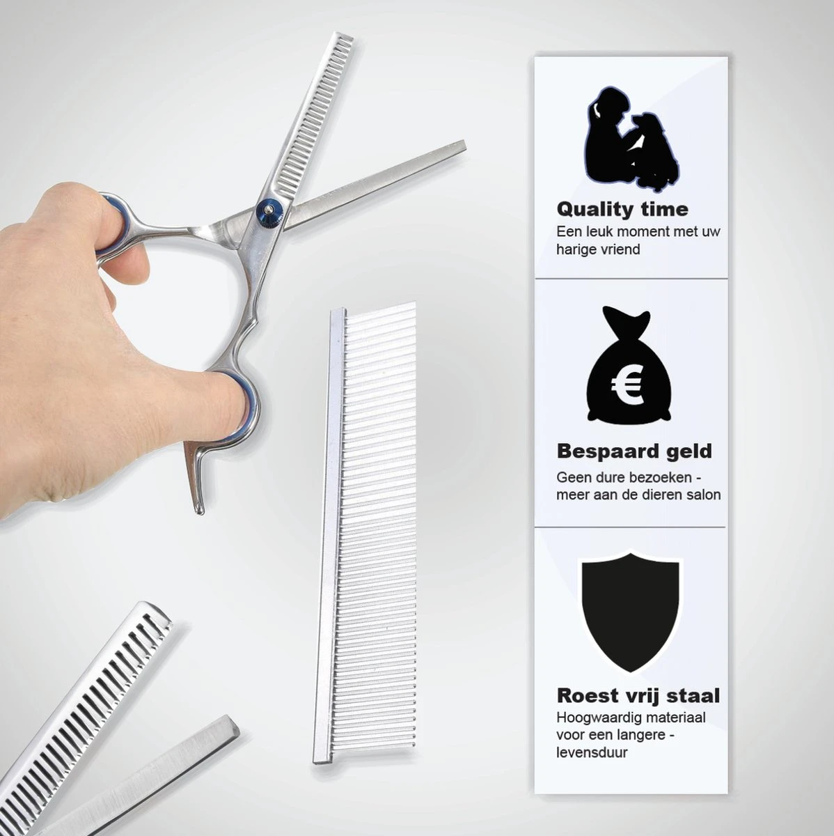 VoordeelShop 7-Delige Huisdier Knipset Met Etui - Trimmen Hond - Honden Schaar - Effileerschaar Hond - Huisdier Trimmer - Huisdier Knippen - Knipschaar Haar - Haar Schaar - Kapper - Kapperset - Scharenset 4 VoordeelShop 7-Delige Huisdier Knipset Met Etui - Trimmen Hond - Honden Schaar - Effileerschaar Hond - Huisdier Trimmer - Huisdier Knippen - Knipschaar Haar - Haar Schaar - Kapper - Kapperset - Scharenset - Afbeelding 2