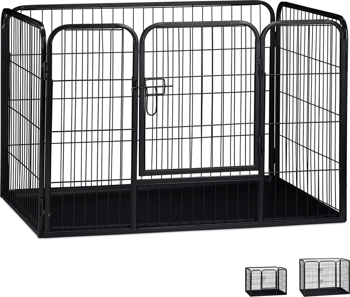 MaxxPet Puppyren - Hondenbench - Puppykennel - Hondenren - 125 X 78 X 80 Cm - Zwart 10 MaxxPet Puppyren - Hondenbench - Puppykennel - Hondenren - 125 X 78 X 80 Cm - Zwart - Afbeelding 9