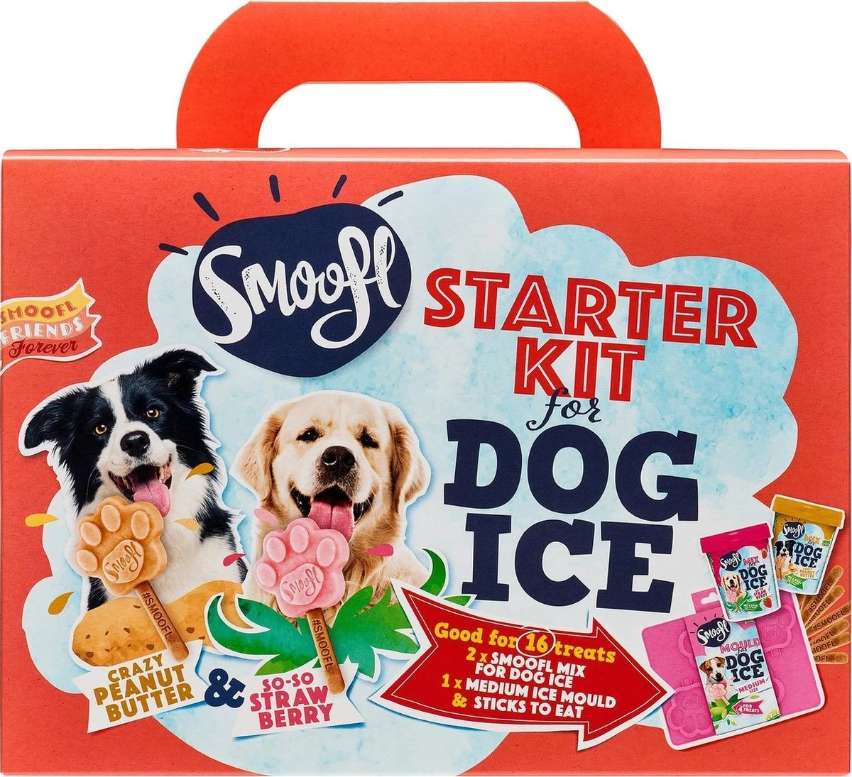 Smoofl Honden Lekkernij - Starter Kit Om Je Eigen Honden Ijs Te Maken, Kit Met 2 Ijsmixen Voor Honden, Pindakaas En Aardbei Smaak, Een Pootvormige Silicone Vorm - Voor 4 Hondenijsjes 3 Smoofl Honden Lekkernij - Starter Kit Om Je Eigen Honden Ijs Te Maken, Kit Met 2 Ijsmixen Voor Honden, Pindakaas En Aardbei Smaak, Een Pootvormige Silicone Vorm - Voor 4 Hondenijsjes