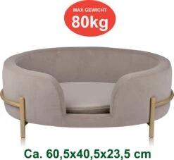 Maxxpro Pet Bed - Huisdieren Tot 80KG - Zacht Fluwelen Kussen - Verhoogd Katten- En Hondenbed - Grijs - 60,5 X 40,5 X 23,5 Cm -Hondenspeelgoed Winkel 1200x1103