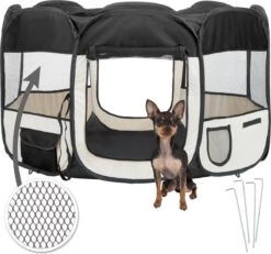 Dailyibed Opvouwbare Puppyren - Zwart - 115x115x58 Cm - Incl. Draagtas - Incl. Voederbak -Hondenspeelgoed Winkel 1200x1120 6
