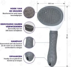 Kattenborstel - Hondenborstel - Pluizenverwijderaar - Haarverwijderaar Voor Huisdieren - Hondenkam - Kattenkam - Huisdierhaar Verwijderaar - Ontpluizer - Kattenhaar & Hondenhaar Verwijderaar - Voor Langharig & Kortharig - Grijs -Hondenspeelgoed Winkel 1200x1123
