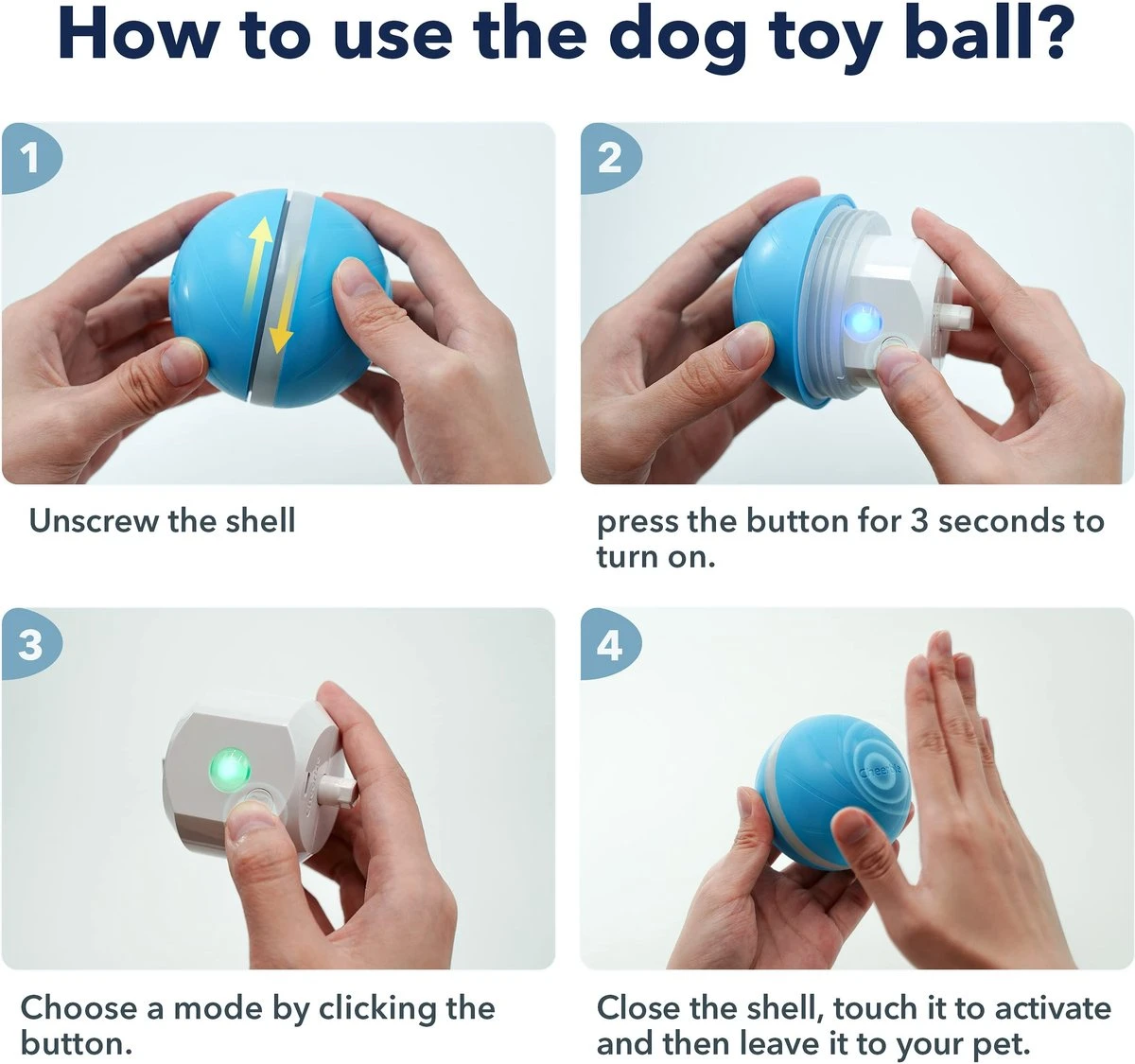 Cheerble Wicked Ball W1| Blauw| Zelf Rollende Bal Voor Honden | 3 Automatische Speelmodi | Interactief En Intelligentie Hondenspeelgoed | Hondenspeeltje| USB Oplaadbaar 5 Cheerble Wicked Ball W1| Blauw| Zelf Rollende Bal Voor Honden | 3 Automatische Speelmodi | Interactief En Intelligentie Hondenspeelgoed | Hondenspeeltje| USB Oplaadbaar - Afbeelding 3