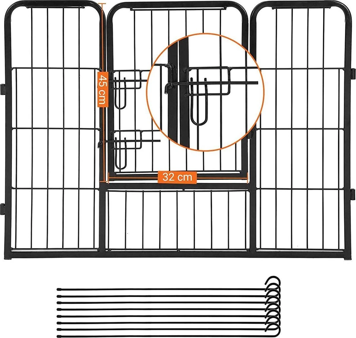 Transformeerbare Hondenren - Dieromheining Van 60 Cm Hoog En 210 Cm Diagonaal - Zwart 9 Transformeerbare Hondenren - Dieromheining Van 60 Cm Hoog En 210 Cm Diagonaal - Zwart - Afbeelding 7