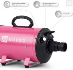 Nuvoo Professionele Hondenföhn / Waterblazer / Hondenborstel Met 3 Opzetstukken - Verstelbare Vermogen Tot 2200W - Warme / Koude Stand - Roze -Hondenspeelgoed Winkel 1200x1140 4