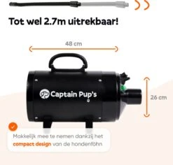 Captain Pup's Professionele Hondenföhn Met 4 Opzetstukken - Bijgeleverde Hondenborstel - Waterblazer Voor Honden - Zwart -Hondenspeelgoed Winkel 1200x1145