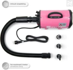 Nuvoo Professionele Hondenföhn / Waterblazer / Hondenborstel Met 3 Opzetstukken - Verstelbare Vermogen Tot 2200W - Warme / Koude Stand - Roze -Hondenspeelgoed Winkel 1200x1151 1