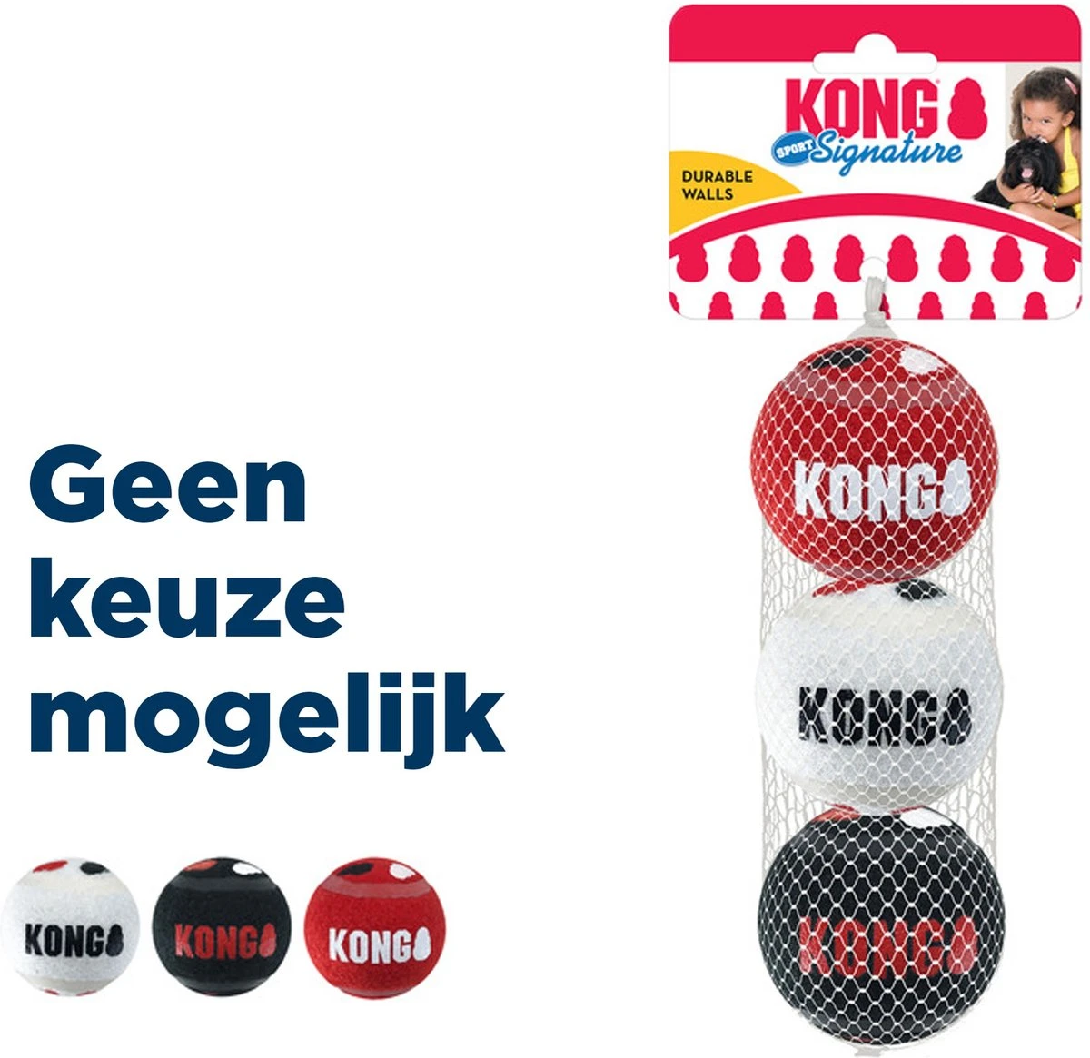 KONG Signature Speelballen M - Steviger Dan Tennisballen - Niet Schurend Materiaal - Speelbal Voor Honden - 3 Stuks 4 KONG Signature Speelballen M - Steviger Dan Tennisballen - Niet Schurend Materiaal - Speelbal Voor Honden - 3 Stuks - Afbeelding 2