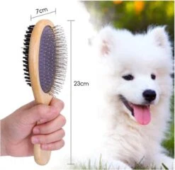 Merkloos Nobleza Dierenborstel - Hondenborstel - Kattenborstel - Tweezijdig - Dubbelzijdig - Hout - Maat L -Hondenspeelgoed Winkel 1200x1166