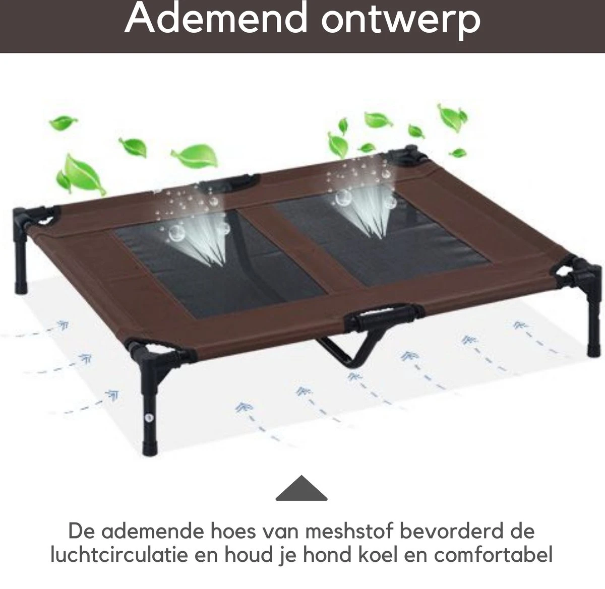 Hondenbed - Hondenstretcher - Honden Ligbed - L - Draagbaar - 92Lx76Bx18H Cm - Bruin 4 Hondenbed - Hondenstretcher - Honden Ligbed - L - Draagbaar - 92Lx76Bx18H Cm - Bruin - Afbeelding 2