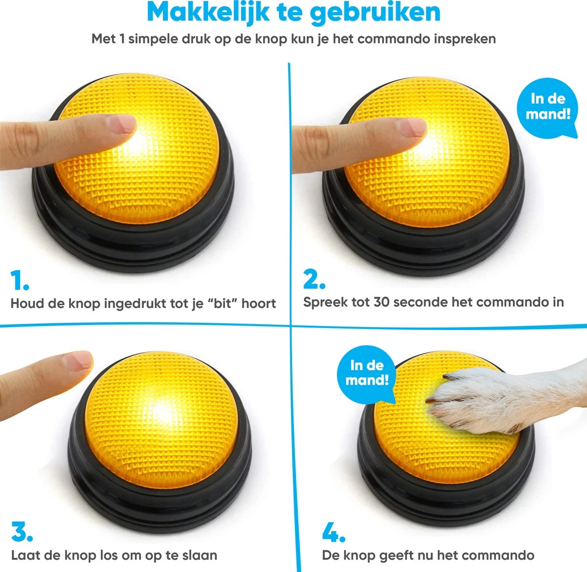 BFreshPets Praatknop Voor Honden - 6 Stuks - Dogbuttons - Hondenspeelgoed - Honden Training - Laat Uw Huisdier Spreken 8 BFreshPets Praatknop Voor Honden - 6 Stuks - Dogbuttons - Hondenspeelgoed - Honden Training - Laat Uw Huisdier Spreken - Afbeelding 6