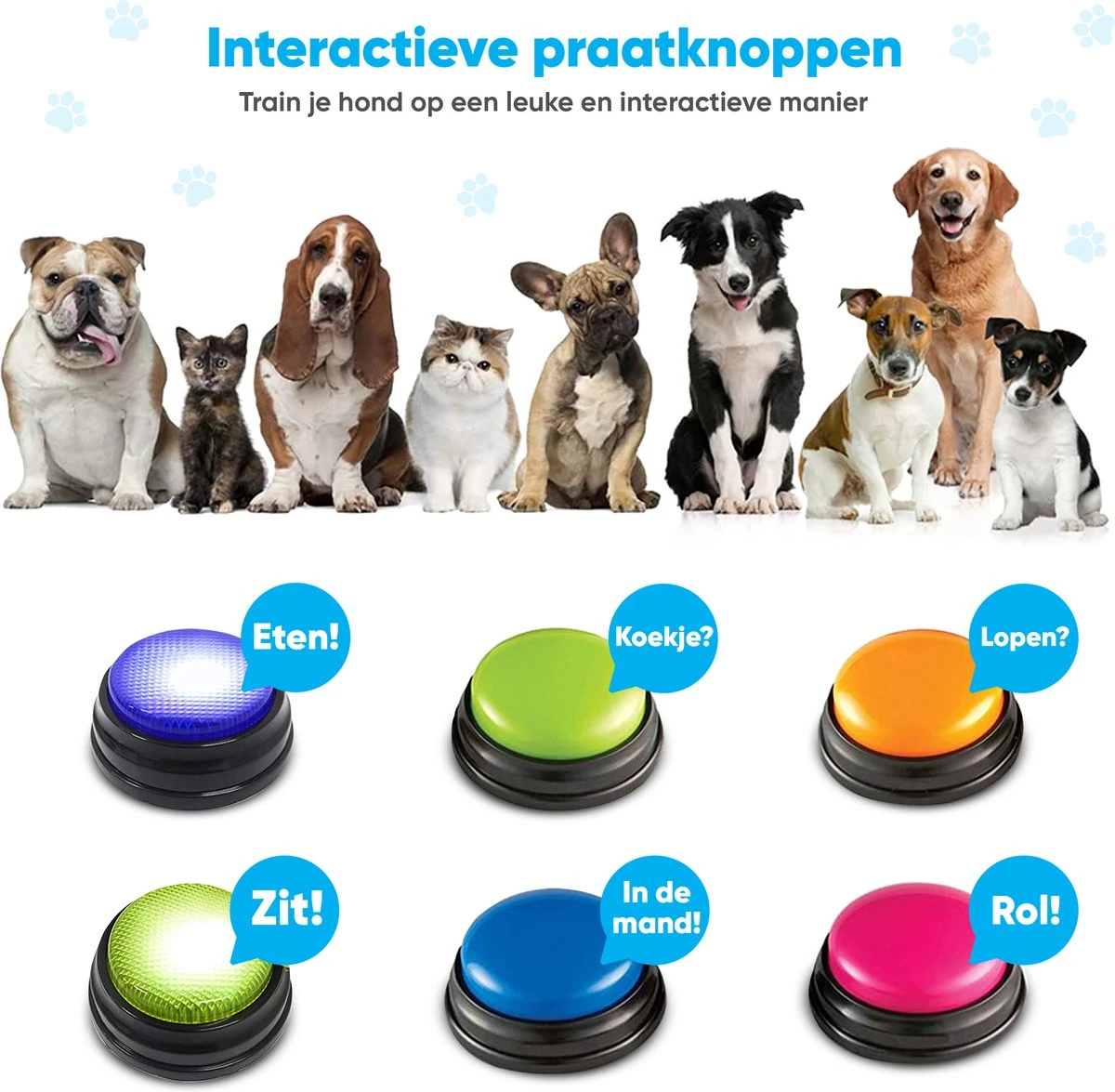 BFreshPets Praatknop Voor Honden - 6 Stuks - Dogbuttons - Hondenspeelgoed - Honden Training - Laat Uw Huisdier Spreken 5 BFreshPets Praatknop Voor Honden - 6 Stuks - Dogbuttons - Hondenspeelgoed - Honden Training - Laat Uw Huisdier Spreken - Afbeelding 3