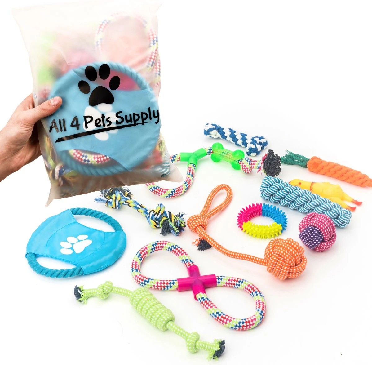 All 4 Pets Supply® Honden Speelgoed Set Geschikt Voor Puppy's T/m Middelgrote Honden - 12 Stuks - Hondenspeeltjes - Intelligentie - Touw - Flostouw - Bijtring - Bal 3 All 4 Pets Supply® Honden Speelgoed Set Geschikt Voor Puppy's T/m Middelgrote Honden - 12 Stuks - Hondenspeeltjes - Intelligentie - Touw - Flostouw - Bijtring - Bal