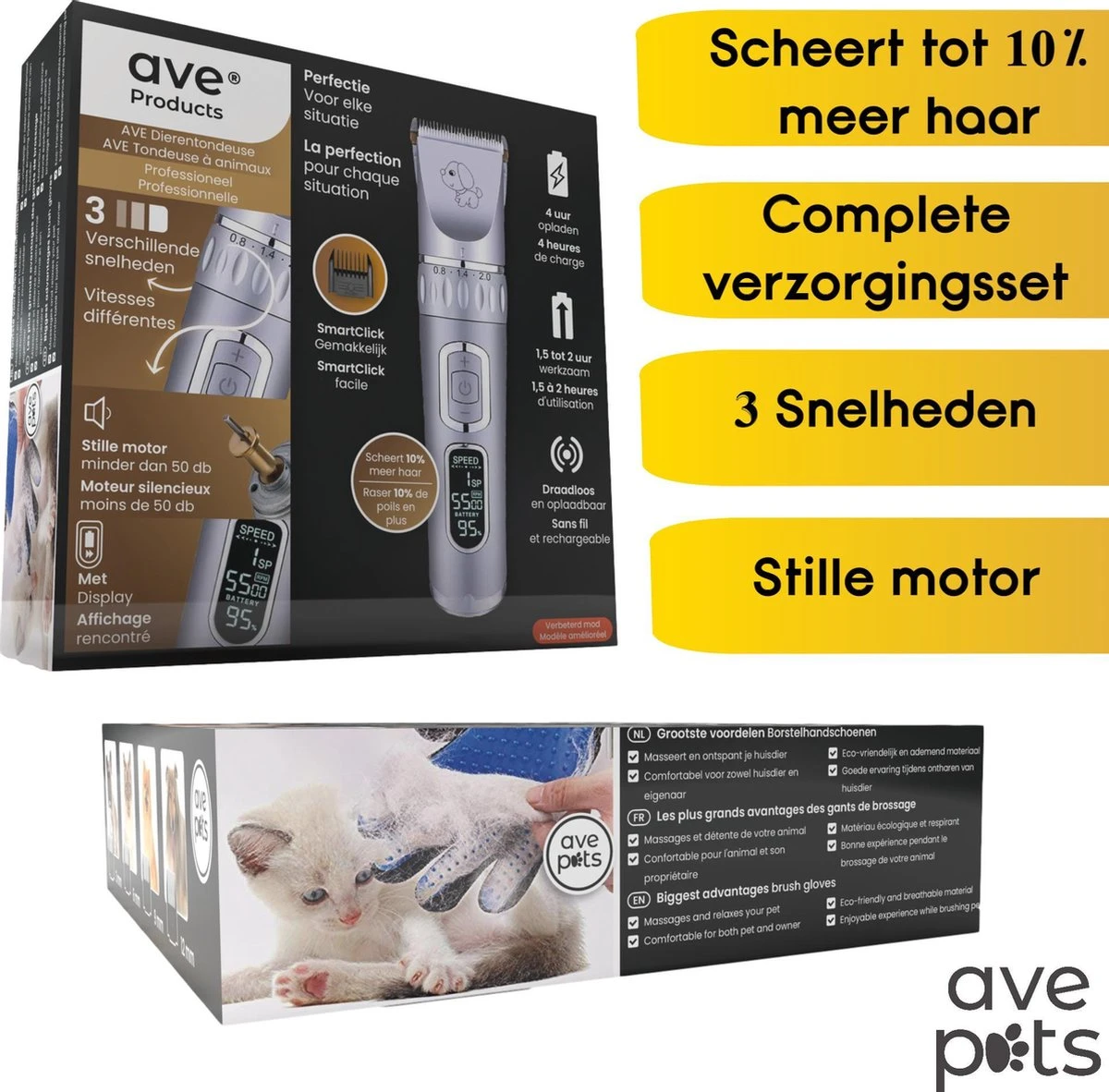 AVE Pets® Volledige Hondentondeuse Set Met Display - Draadloos Tondeuse - Scheerapparaat Voor Je Hond Of Kat - Huisdier Trimmer - Dierentondeuse - Dieren Verzorging 4 AVE Pets® Volledige Hondentondeuse Set Met Display - Draadloos Tondeuse - Scheerapparaat Voor Je Hond Of Kat - Huisdier Trimmer - Dierentondeuse - Dieren Verzorging - Afbeelding 2