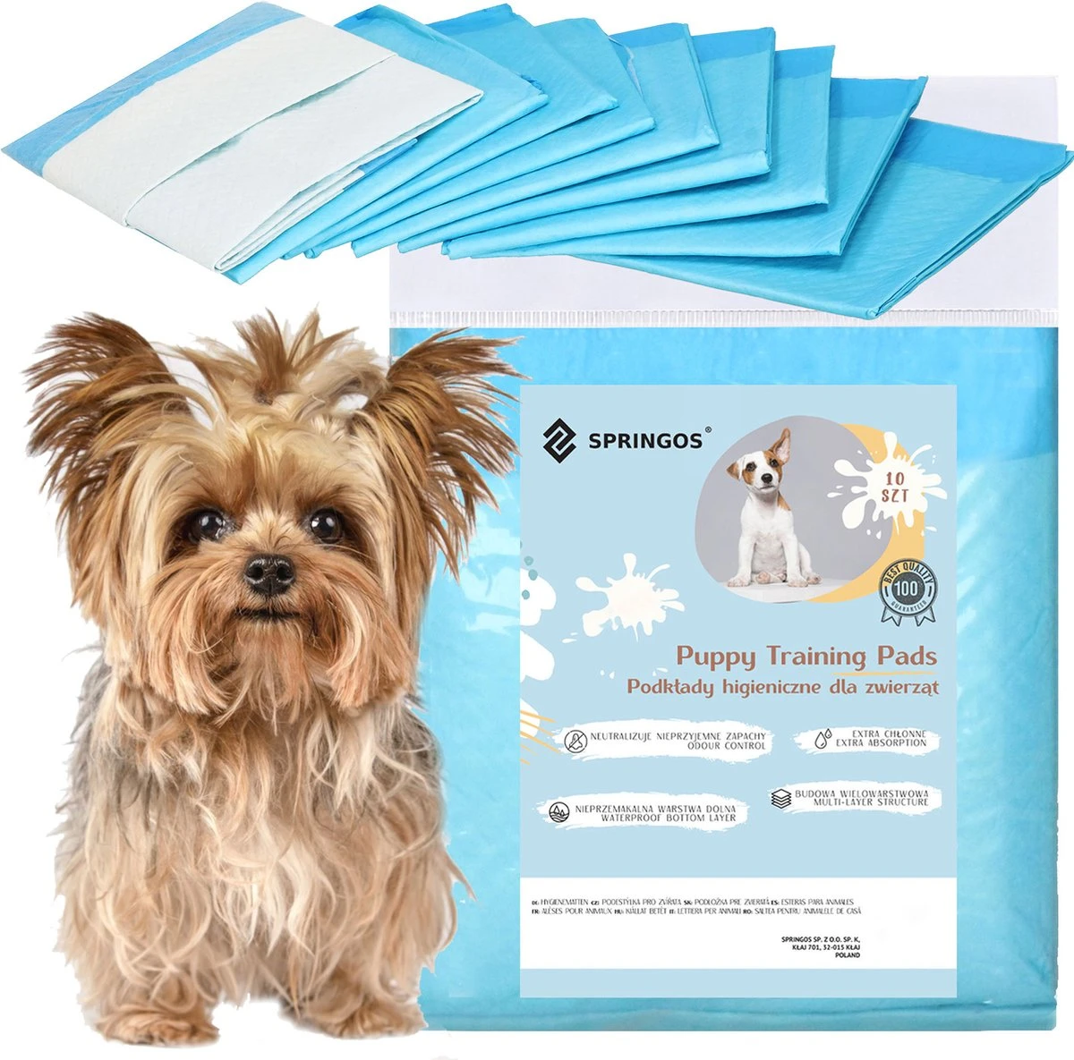 Springos Puppy Training Pads| Plasmatjes Hond | Zindelijkheidstraining | 10 Stuks | 35 X 45 Cm 3 Springos Puppy Training Pads| Plasmatjes Hond | Zindelijkheidstraining | 10 Stuks | 35 X 45 Cm