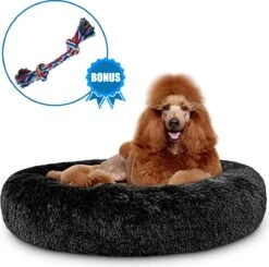 Pawzle Hondenmand - Donut Hondenkussen - Kattenmand - Bed Voor Honden & Katten - Wasbaar - 120cm - Zwart