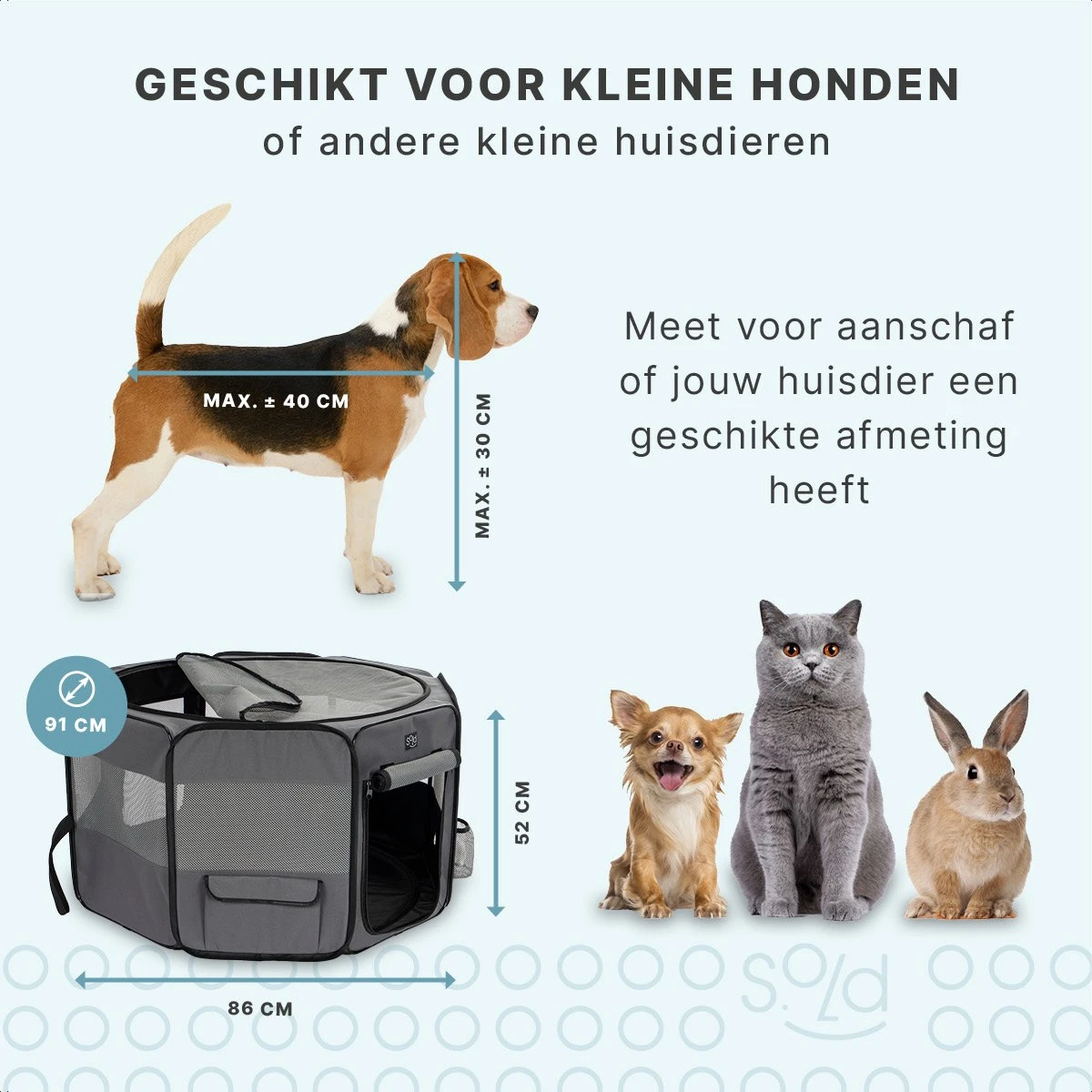 Puppyren - Hondenren - Opvouwbaar - Ook Geschikt Voor Katten En Knaagdieren - Maat M - Grijs - (ØxH) 91x52 Cm 6 Puppyren - Hondenren - Opvouwbaar - Ook Geschikt Voor Katten En Knaagdieren - Maat M - Grijs - (ØxH) 91x52 Cm - Afbeelding 4