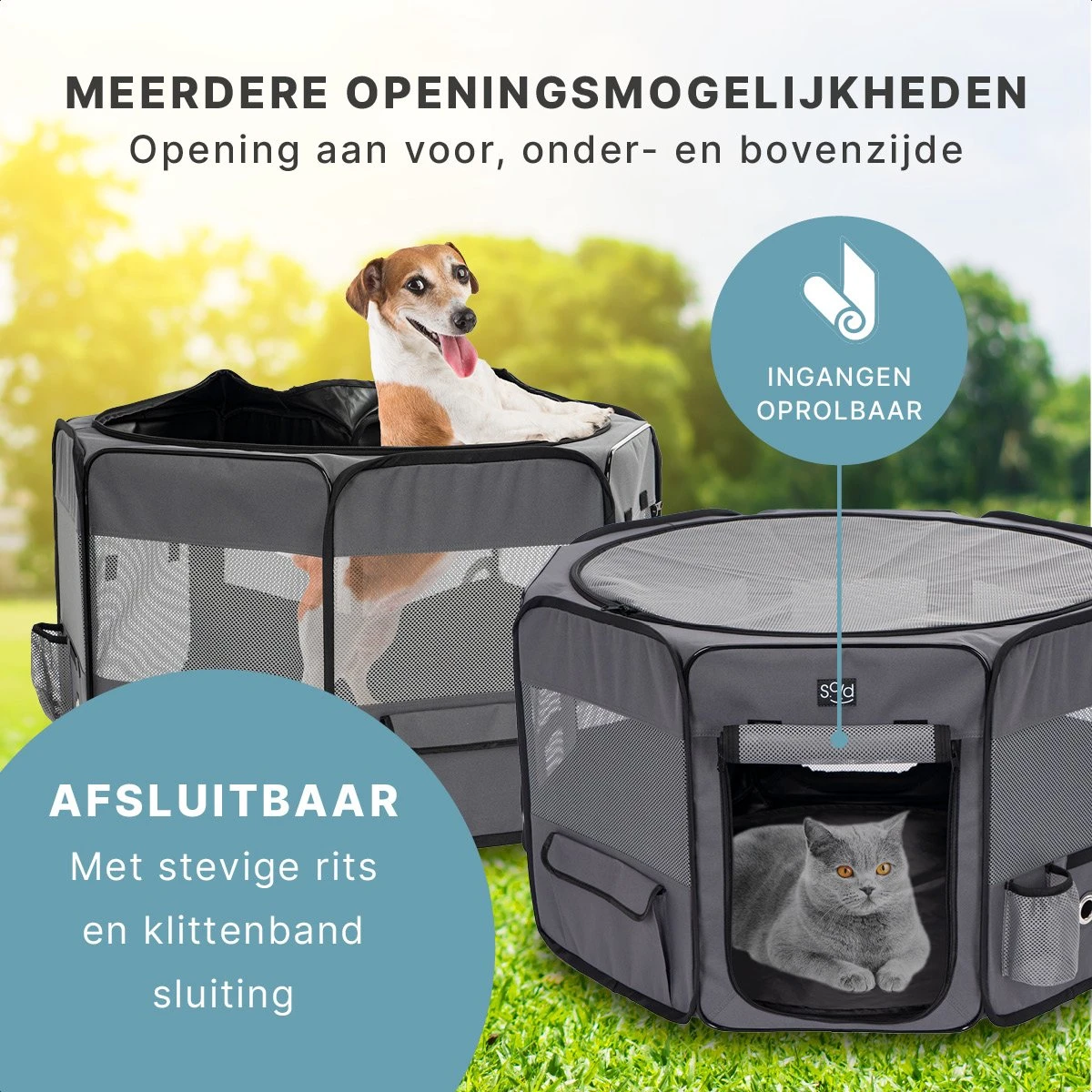 Puppyren - Hondenren - Opvouwbaar - Ook Geschikt Voor Katten En Knaagdieren - Maat M - Grijs - (ØxH) 91x52 Cm 8 Puppyren - Hondenren - Opvouwbaar - Ook Geschikt Voor Katten En Knaagdieren - Maat M - Grijs - (ØxH) 91x52 Cm - Afbeelding 6