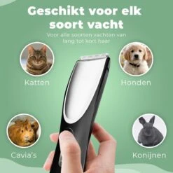 Essential Goods Professionele Hondentondeuse – Hondentrimmer - Draadloos – Opzet Kammen – Dik/Dunne Vacht - Honden/Katten - Zwart/Zilver -Hondenspeelgoed Winkel 1200x1200 182