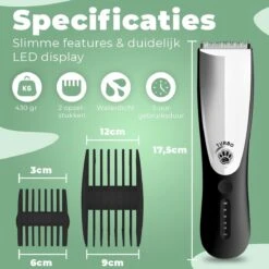 Essential Goods Professionele Hondentondeuse – Hondentrimmer - Draadloos – Opzet Kammen – Dik/Dunne Vacht - Honden/Katten - Zwart/Zilver -Hondenspeelgoed Winkel 1200x1200 186