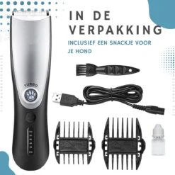 Hondentondeuse - Hondentrimmer - Dieren Tondeuse - Draadloos - 4 Opzetkammen - INCLUSIEF SNACKJE - Zwart -Hondenspeelgoed Winkel 1200x1200 217