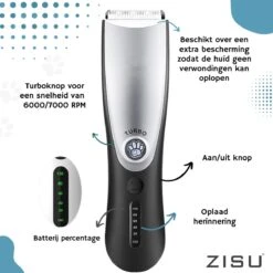 Hondentondeuse - Hondentrimmer - Dieren Tondeuse - Draadloos - 4 Opzetkammen - INCLUSIEF SNACKJE - Zwart -Hondenspeelgoed Winkel 1200x1200 218