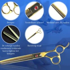 Scharenset Hond - 8-Delige Scharenset - Hondenschaar - Trimset - Trimschaar Voor Honden - Huisdier Knipset - Effileerschaar Hond - Goud -Hondenspeelgoed Winkel 1200x1200 270