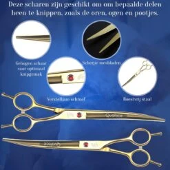 Scharenset Hond - 8-Delige Scharenset - Hondenschaar - Trimset - Trimschaar Voor Honden - Huisdier Knipset - Effileerschaar Hond - Goud -Hondenspeelgoed Winkel 1200x1200 271