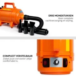 Krachtige Hondenföhn/ Waterblazer Met Draaiknop Om Overtollig Water En Stof Snel Uit De Vacht Te Blazen | Verstelbare Vermogen Standen (500W Tot 2200W) En Verstelbare Temperatuur - Type B Oranje -Hondenspeelgoed Winkel 1200x1200 281