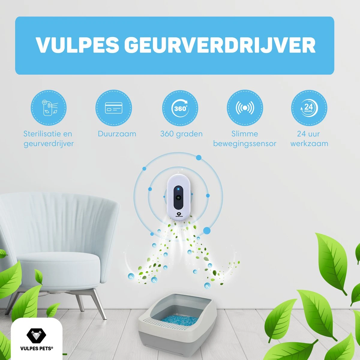 Vulpes Pets® Kattenbak Geurverdrijver PRO - Ozon En Negatieve Ionen Functie - Infraroodsensor - Oplaadbaar - Geurverwijderaar - Air Eliminator - Wit 6 Vulpes Pets® Kattenbak Geurverdrijver PRO - Ozon En Negatieve Ionen Functie - Infraroodsensor - Oplaadbaar - Geurverwijderaar - Air Eliminator - Wit - Afbeelding 4