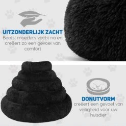 Pawzle Hondenmand - Donut Hondenkussen - Kattenmand - Bed Voor Honden & Katten - Wasbaar - 120cm - Zwart -Hondenspeelgoed Winkel 1200x1200 709