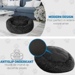 Pawzle Hondenmand - Donut Hondenkussen - Kattenmand - Bed Voor Honden & Katten - Wasbaar - 120cm - Zwart -Hondenspeelgoed Winkel 1200x1200 710