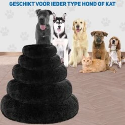 Pawzle Hondenmand - Donut Hondenkussen - Kattenmand - Bed Voor Honden & Katten - Wasbaar - 120cm - Zwart -Hondenspeelgoed Winkel 1200x1200 711