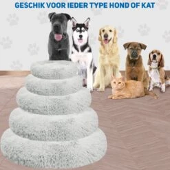 Pawzle Hondenmand - Donut Hondenkussen - Kattenmand - Bed Voor Honden & Katten - Wasbaar - 100cm - Grijs -Hondenspeelgoed Winkel 1200x1200 748