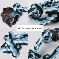 Viervoetjes - BigBoi - XXXL - Honden Touw - 100cm - 730 Gram - Honden Speelgoed - HondenSpeeltjes - Blauw/Wit/Zwart -Hondenspeelgoed Winkel 1200x1200 875