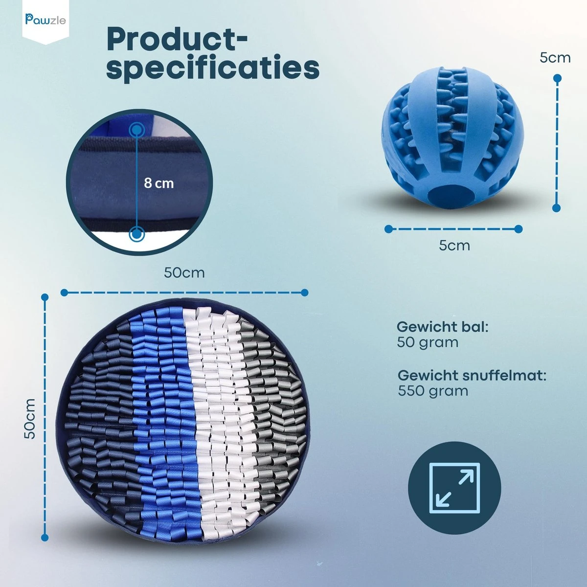 Pawzle Snuffelmat Hond - Likmat - Anti Schrokbak - Honden Speelgoed Intelligentie - Puppy - Inclusief Speelbal - 50x50cm - Blauw 7 Pawzle Snuffelmat Hond - Likmat - Anti Schrokbak - Honden Speelgoed Intelligentie - Puppy - Inclusief Speelbal - 50x50cm - Blauw - Afbeelding 5