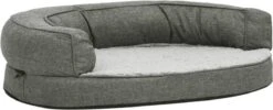 VidaXL Hondenbed Ergonomisch Linnen-look 75x53 Cm Fleece Grijs -Hondenspeelgoed Winkel 1200x484