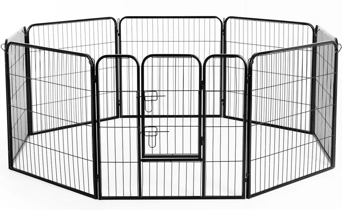 Merkloos Hondenren - Puppyren - Hondenkennel - 8 Kennelpanelen - Staal - 80 Cm Hoog - 640 Cm Omtrek - Uitbreidbaar 5 Merkloos Hondenren - Puppyren - Hondenkennel - 8 Kennelpanelen - Staal - 80 Cm Hoog - 640 Cm Omtrek - Uitbreidbaar - Afbeelding 3