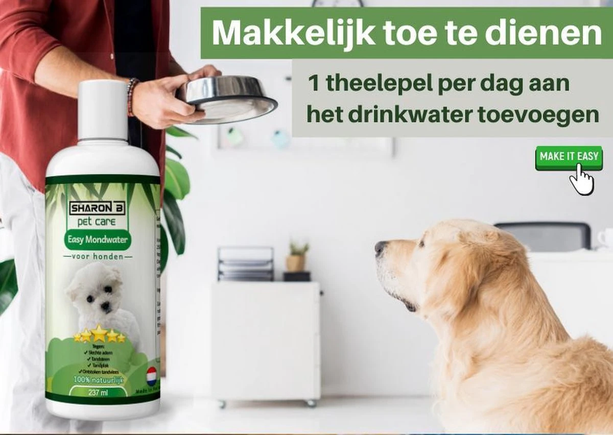 Easy Mondwater Voor Honden - 237 Ml - Tegen Stinkende Adem - Tandplak - Tandsteen - Tandvleesproblemen 8 Easy Mondwater Voor Honden - 237 Ml - Tegen Stinkende Adem - Tandplak - Tandsteen - Tandvleesproblemen - Afbeelding 6