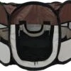 Dailyibed Opvouwbare Puppyren - Bruin - 115x115x58 Cm - Incl. Draagtas - Incl. Voederbak -Hondenspeelgoed Winkel 1200x919