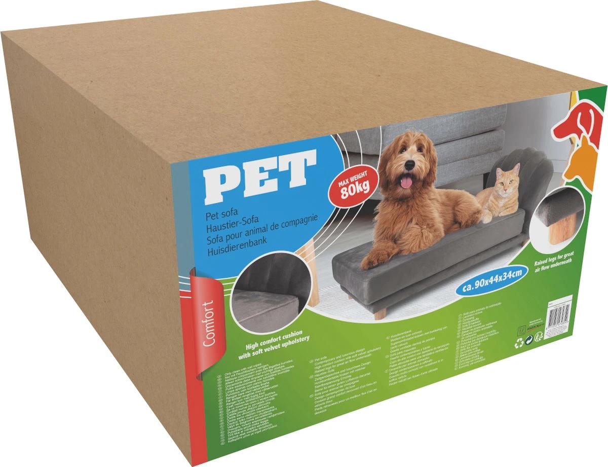 Maxxpro Katten- En Hondenbank - Grijs - Verhoogd Met Houten Poten - Fluweel Materiaal - 90 X 44 X 34 Cm - Huisdieren Tot 80 KG 7 Maxxpro Katten- En Hondenbank - Grijs - Verhoogd Met Houten Poten - Fluweel Materiaal - 90 X 44 X 34 Cm - Huisdieren Tot 80 KG - Afbeelding 5