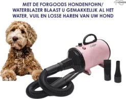 Forgoods Professionele Hondenfohn - Waterblazer Voor Honden - Hondenfohn Met 4 Opzetstukken - 2800W Verstelbaar Vermogen - Roze -Hondenspeelgoed Winkel 1200x942